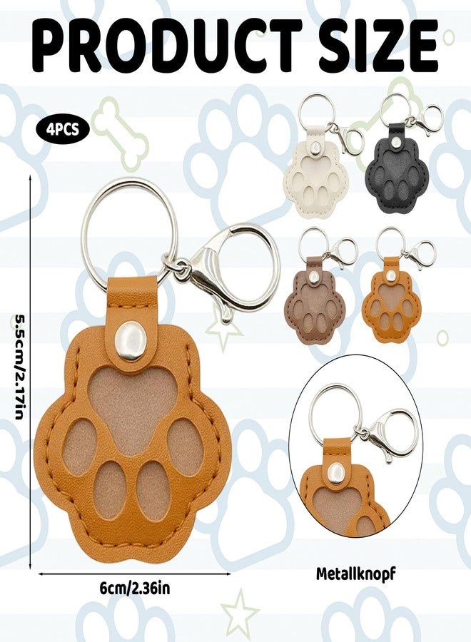 MIRJXB Dog Hair Keychain, Pet Hair Furever Keychain Keepsake for Pet Lovers, 4pcs Paw Shaped Leather Memorial Gifts - Image 2